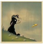 Original Disney Cel From the Academy Award-Winning 1938 Disney Short Ferdinand the Bull -- Featuring Ferdinand With a Butterfly